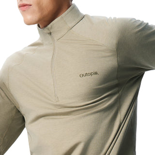 Unisex's Waffle Merino Half Zip Long Sleeves T-Shirt